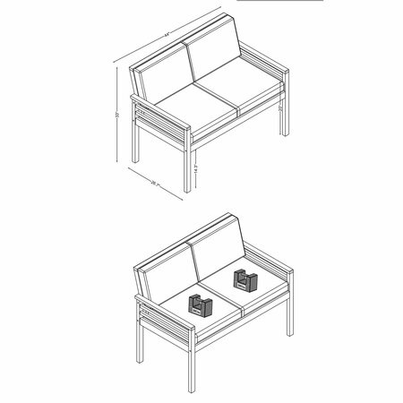 Alaterre Furniture Okemo Weather-Resistant Acacia Wood Outdoor 4pc Patio Set - Couch, Chairs, Table, Cream Cushions ANOK030213ANO